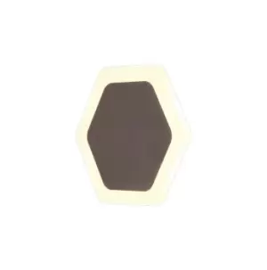 Image of Magnetic Base Wall Lamp, 12W LED 3000K 498lm, 15, 19cm Horizontal Hexagonal Centre, Coffee, Acrylic Frosted Diffuser