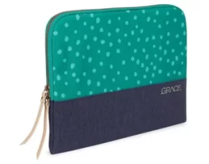 Image of Grace 15" Sleeve Notebook Case Teal Dots Night Sky Slim Light Ample Cushioning Supersoft Lining Dust Resistant Scratch Resistant