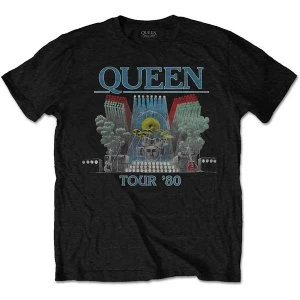 Image of Queen - Tour '80 Unisex Large T-Shirt - Black