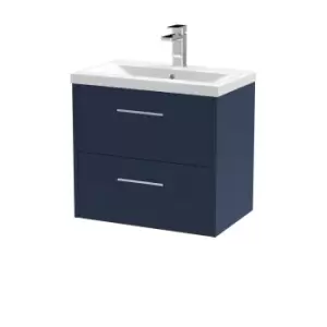 Hudson Reed Juno 600mm Wall Hung 2 Drawer Vanity & Mid-Edge Basin - Electric Blue