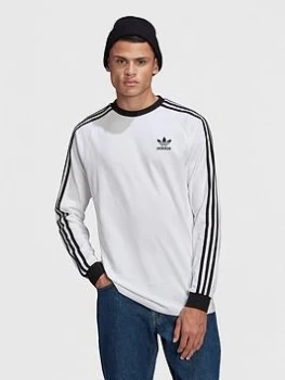 Image of adidas Originals 3-Stripe Long Sleeve T-Shirt - White Size M Men