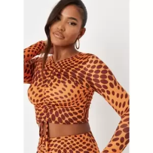 Missguided Printed ruched crop - Orange