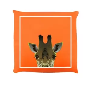 Image of Inquisitive Creatures Giraffe Filled Cushion (One Size) (Orange)