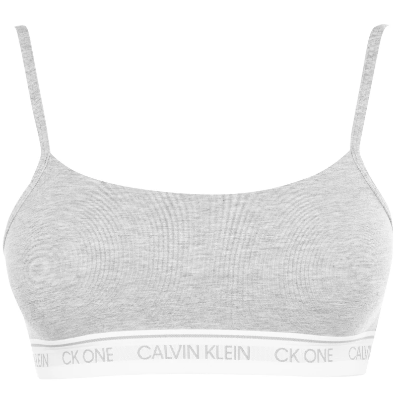 Image of Calvin Klein ONE Cotton Unlined Bralet - Grey Grey 10