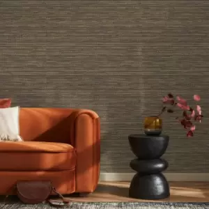 Image of Boutique - Chunky Weave Textured Plain Rust Wallpaper - White
