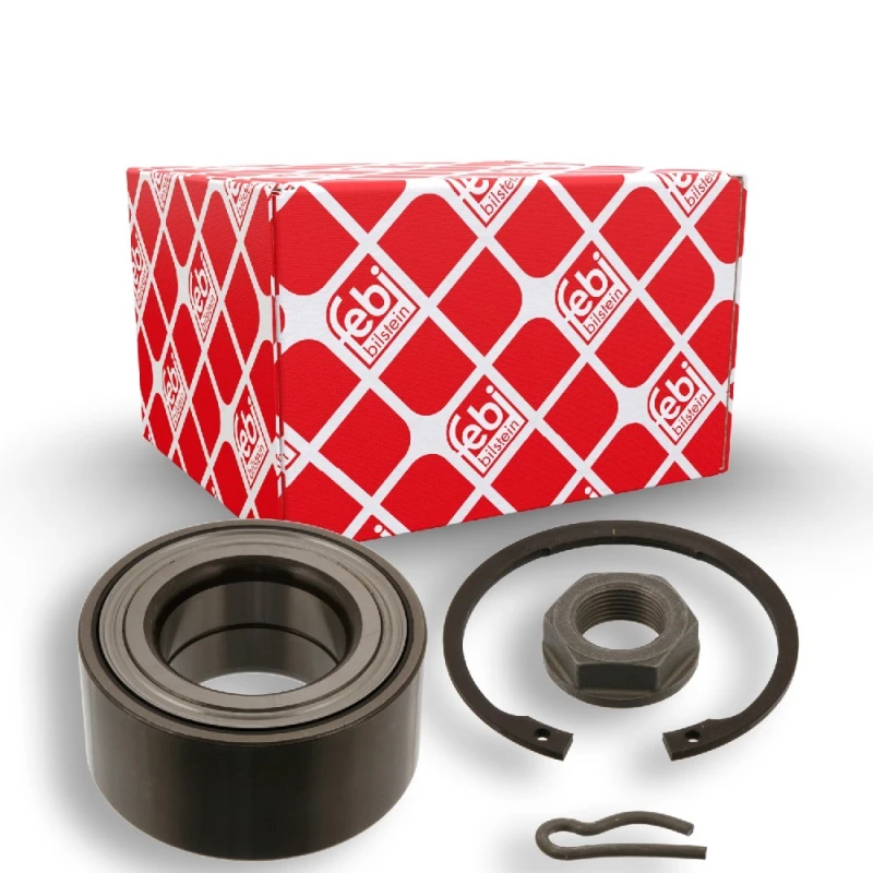 Image of FEBI BILSTEIN 40015 Wheel bearing kit with axle nut, Front Axle Right, with retaining ring Wheel Bearing Kit (654)