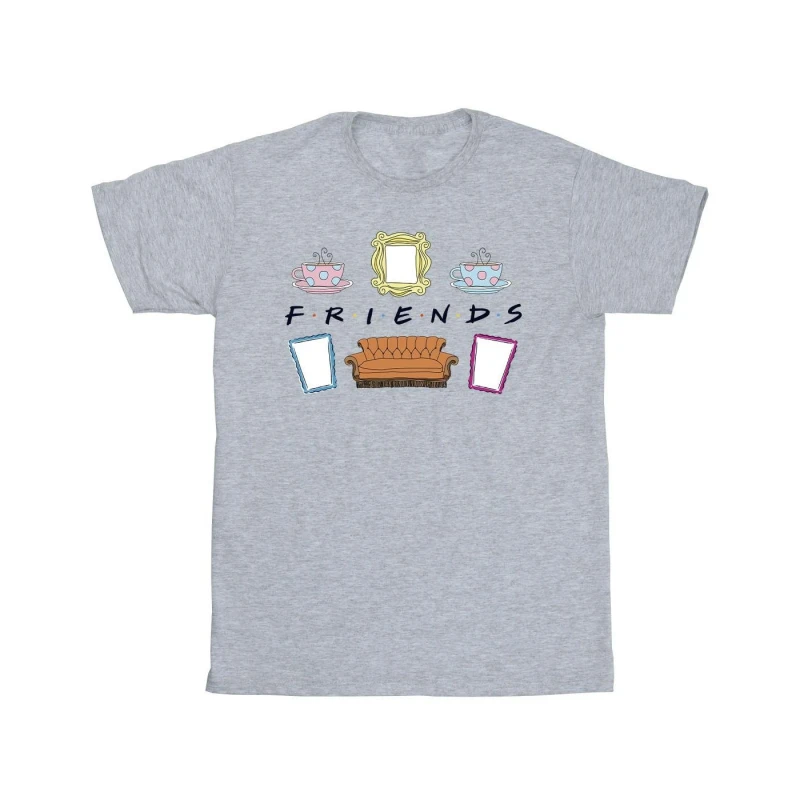Image of Friends Friends Men Couch Lounging T-Shirt in Grey Size: Small Grey S Male 5063376920919