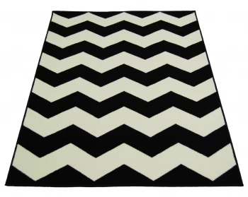 Image of Chevron Rug - 80x150cm - Black and White.