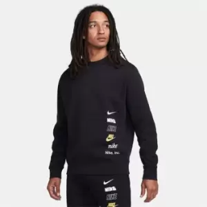 Image of Nike Club Fleece+ Mens Brushed-Back Crew - Black