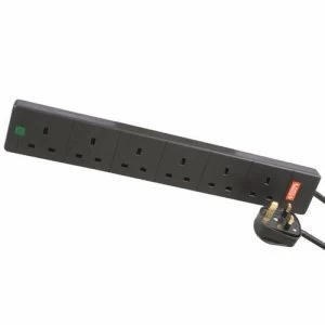 Image of Zexum 6G Black Surge Protected Extension Lead - 1 Meter