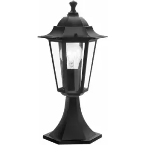 image of Loops - IP44 Outdoor Pedestal Light Black Aluminium 1 x 60W E27 Bulb Porch Lamp