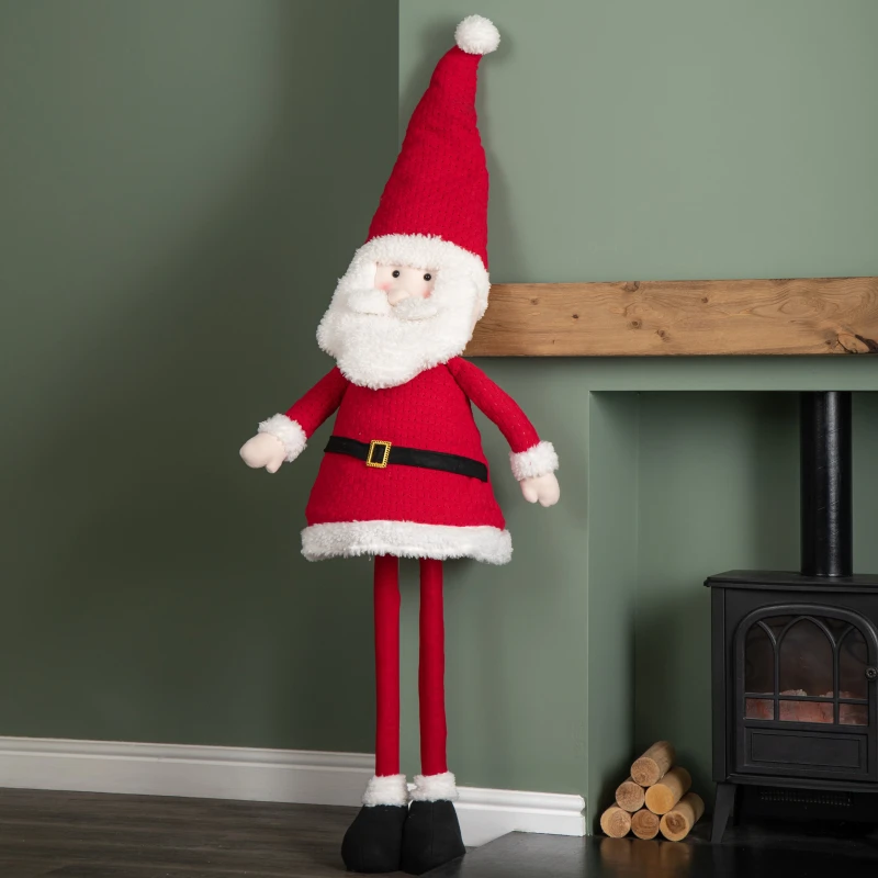 Image of 1.8m Tall Extendable Plush Santa Decoration with Telescopic Legs