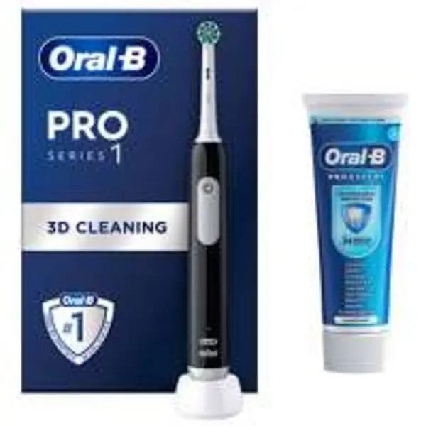 Image of Oral B Pro 1 Black Electric Toothbrush & Toothpaste 75ml