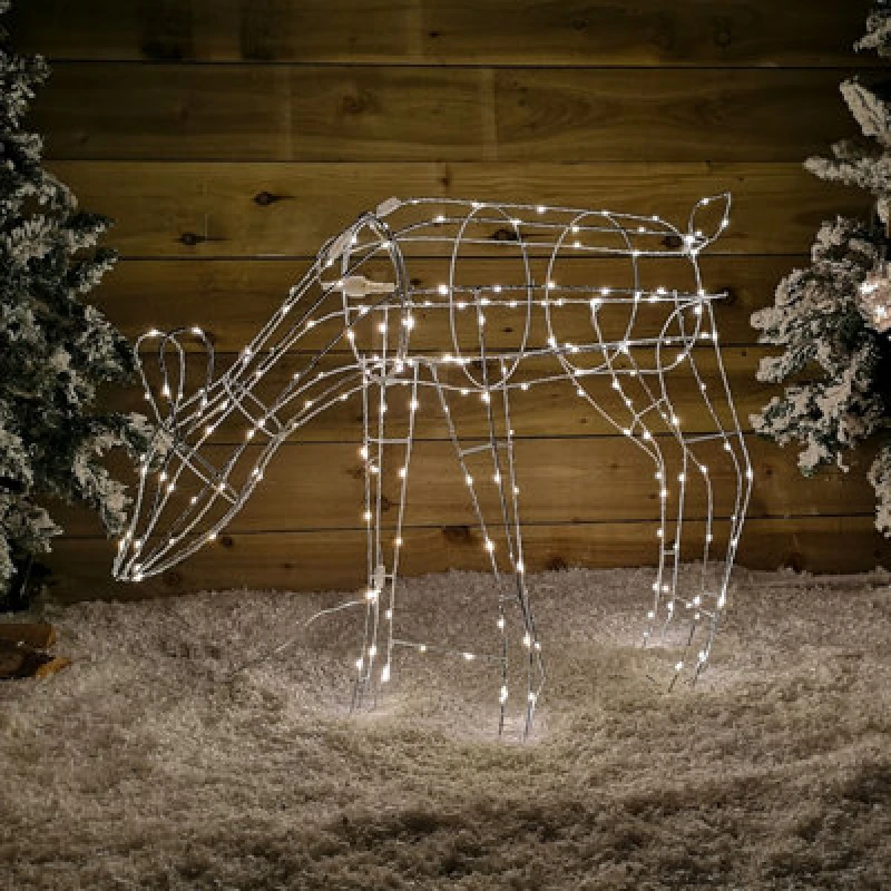 Image of Samuel Alexander 63cm Outdoor Twinkling LED Grazing Reindeer Christmas Decoration in Warm White Beige