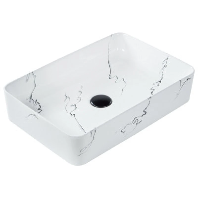 Image of Beliani Countertop Basin Hopi 510 X 340 mm Ceramic White Marble