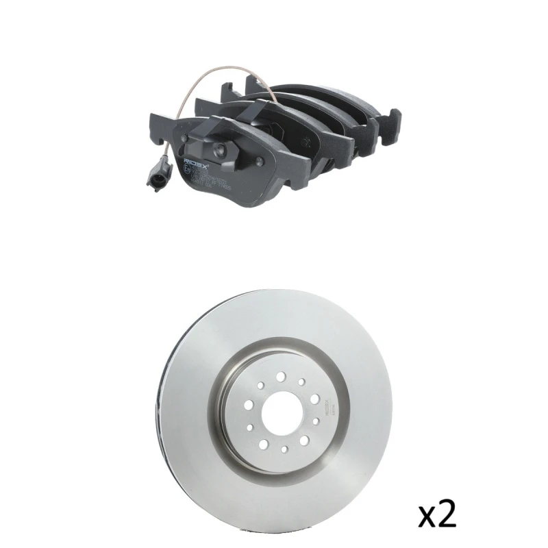 Image of RIDEX 3405B3167 Brake disc and pads set Front Axle, Brake Disc Type: internally vented, incl. wear warning contact Brake Set,disc brakes (3405)
