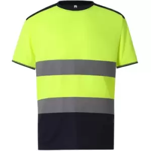 Image of Yoko Mens Two Tone Hi-Vis T-Shirt (5XL) (Yellow/Navy) - Yellow/Navy