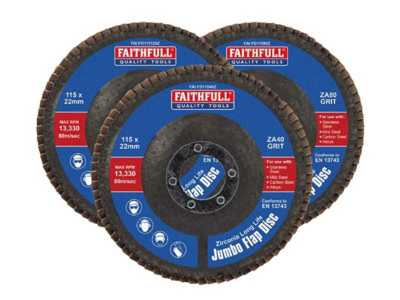 Image of Faithfull Zirconia Abrasive Jumbo Flap Disc FAIFD115ZM3 Diameter: 115mm