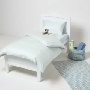 Image of HOMESCAPES Blue Cotton Stripe Cot Bed Duvet Cover Set 330 Thread Count - Blue - Blue