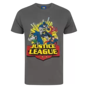 image of Justice League Mens Comic T-Shirt (S) (Charcoal)