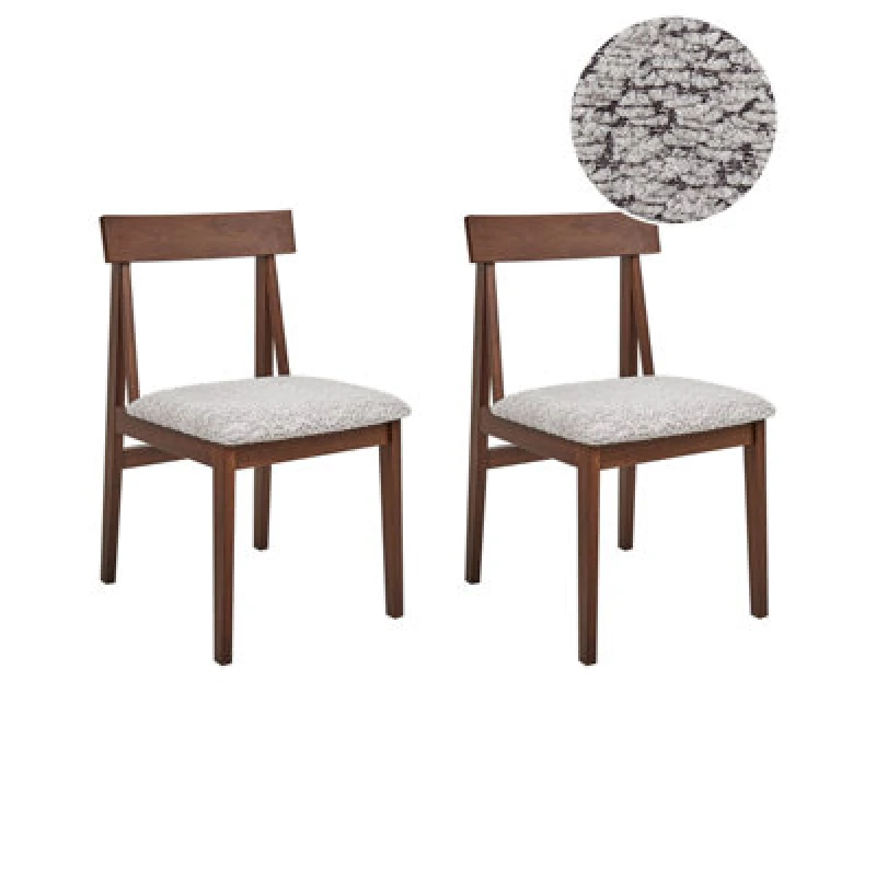 Image of Beliani Set Of 2 Dining Chairs Isle Wood Brown/ Grey