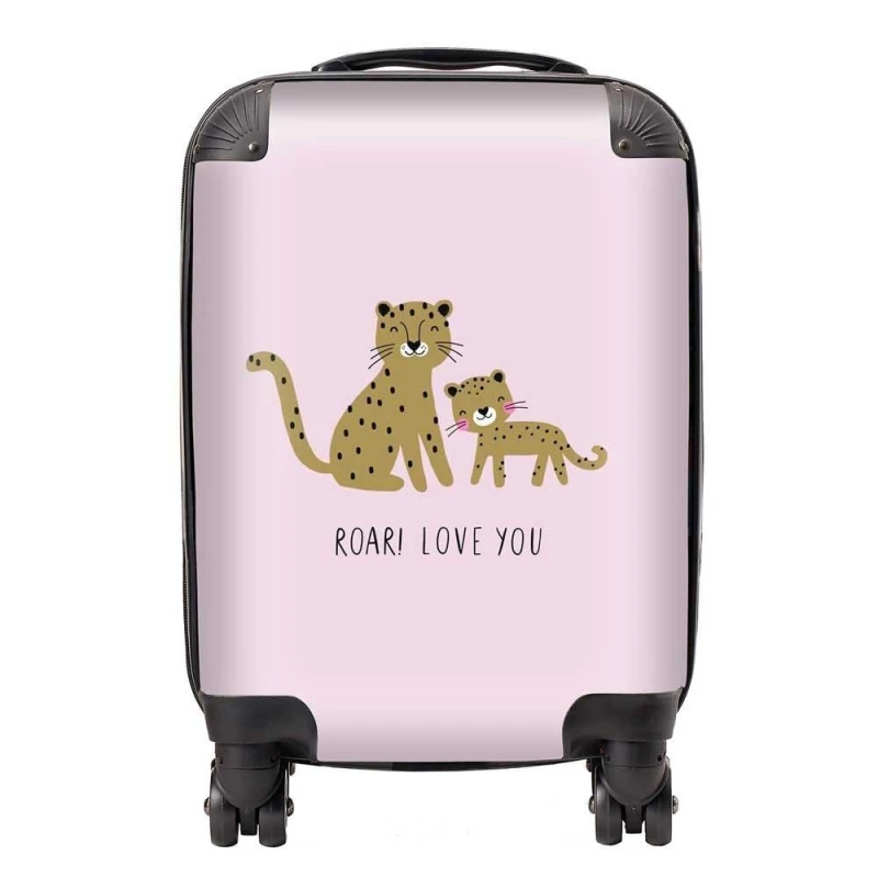 Image of Warren Reed - Designer Roar Love You Suitcase in Pink Size: Large Pink Unisex Large