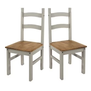 Image of Halea Grey Pair of Solid Pinewood Chairs