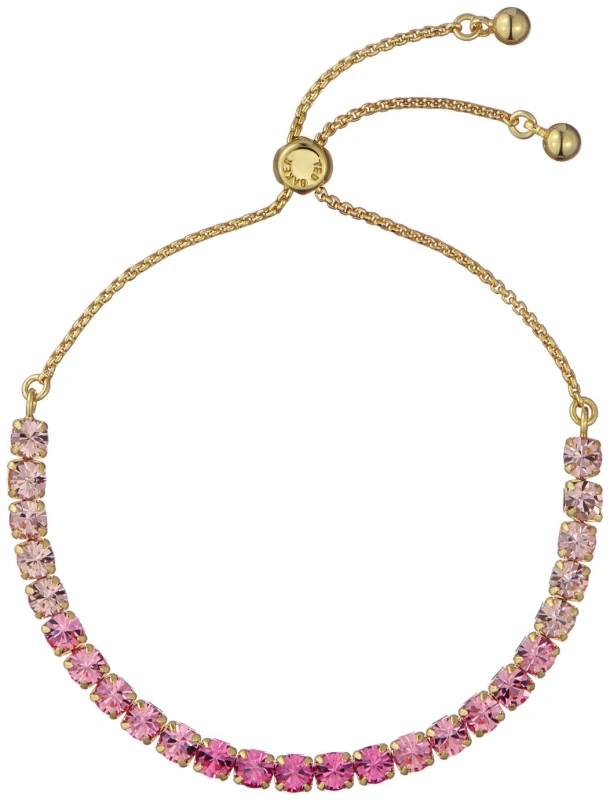 Image of Ted Baker Gold Plated Pink Crystals Adjustable Bracelet