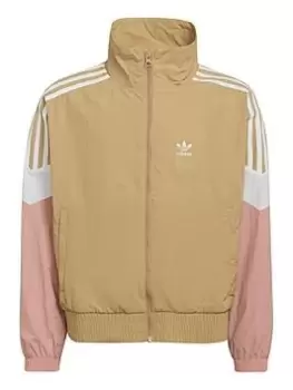 Image of adidas Originals Kids Girls Woven Tracksuit Top, Pink/Beige, Size 7-8 Years, Women