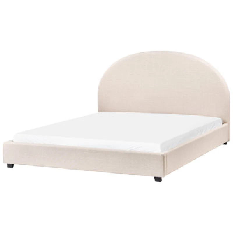 Image of Beliani Bed Fabric Vaucluse 160 X 200 Cm (Eu King Size) Light Beige