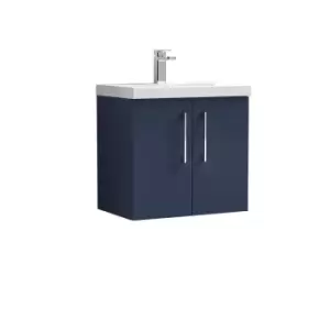 image of Nuie Arno 600mm Wall Hung 2 Door Vanity & Thin-Edge Basin Electric Blue