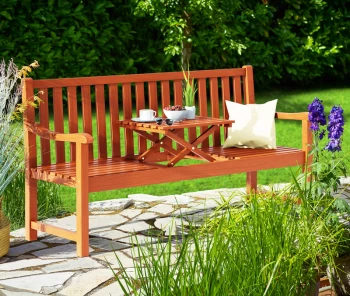 Image of Wooden Garden Bench - Immersible Table - FSC -Certified Eucalyptus Wood