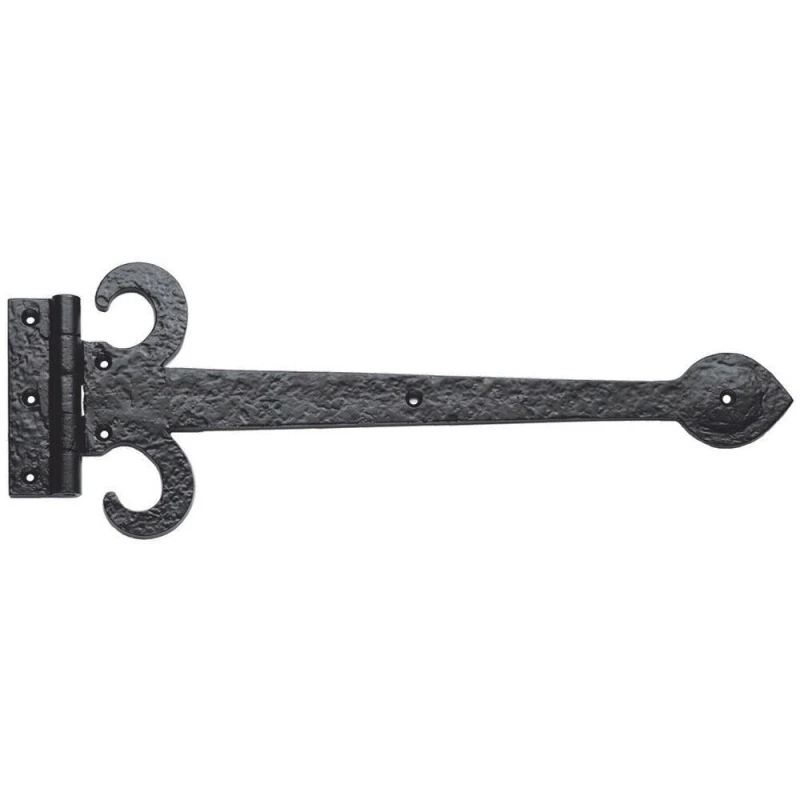 Image of Loops PAIR 457mm Ornate Sword T Hinge Black Antique Internal Decorative Door Hinge Black