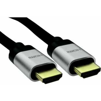 Image of 16-1757 1m 8K HDMI 28AWG Silver Hood Black Braided Cable - Truconnect