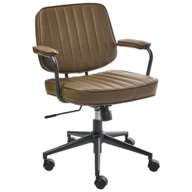 Image of Beliani Desk Chair Berne Faux Leather Brown