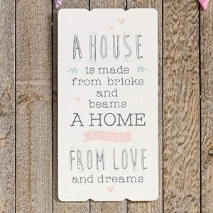 image of Love Life Rectangular Plaque - A House Is Made From Bricks