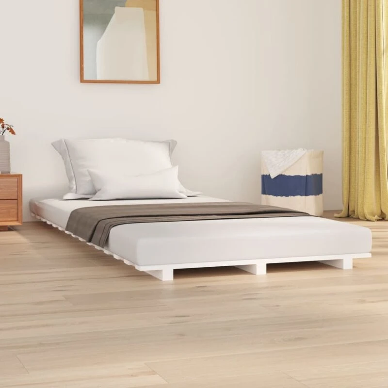 Image of Vidaxl Bed Frame White 90X200 Cm Solid Wood Pine, White 824549