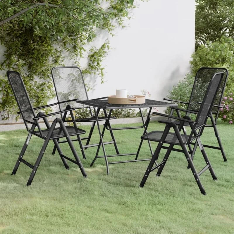 Image of VIDAXL 5 Piece Garden Dining Set Expanded Metal Mesh Anthracite Vidaxl 8720287133247