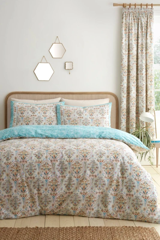 Image of Dreams and Drapes Edena Decorative Floral Duvet Cover Bedding Set Natural