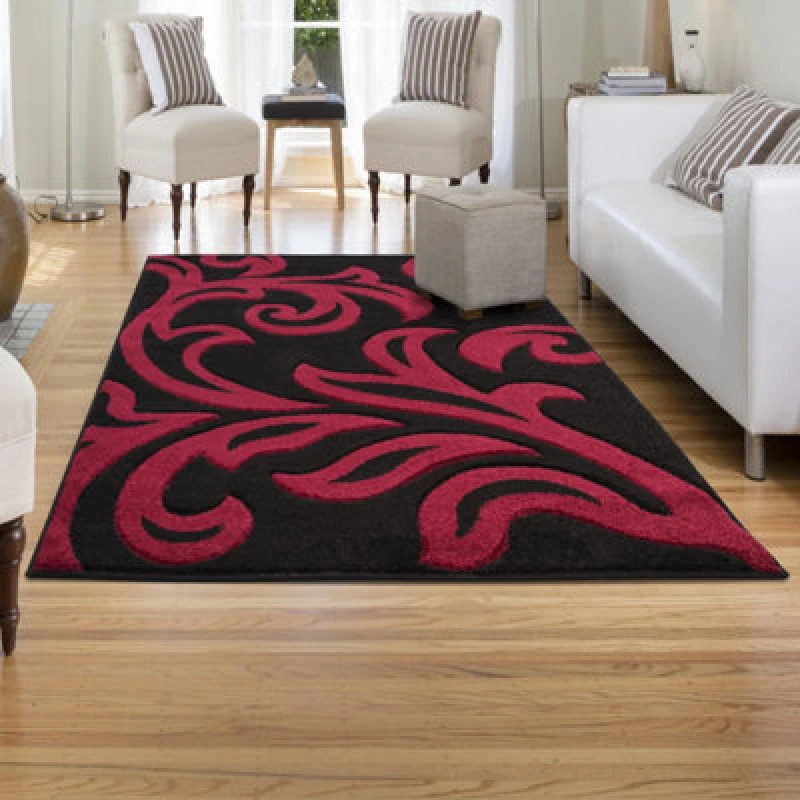 Image of Smart Living Smart Living Modern Hand Carved Soft Thick Area Rug - Florence in True Black Size: 80cm x 150cm True Black 80cm x 150cm Unisex 86805041