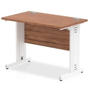 Image of Trexus Desk Rectangle Cable Managed White Leg 1000x600mm Walnut Ref