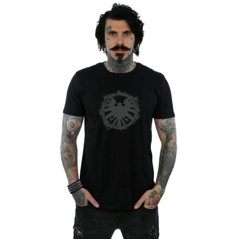 Image of Marvel Marvel Men Agents Of SHIELD Brushed Logo T-Shirt in Black Size: Small Black S Male 5059114842421
