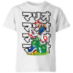 Image of Nintendo Super Mario Piranha Plant Japanese Kid's T-Shirt - White - 11-12 Years