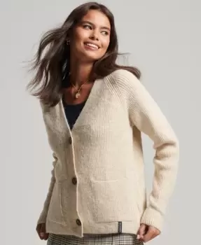 Image of Superdry Womens Essential Super Soft Cardigan Cream / Ecru - Size: 12