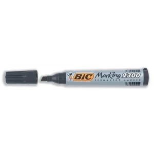 image of Bic Marking 2300 Chisel Tip Permanent Marker Black Pack of 12 Markers