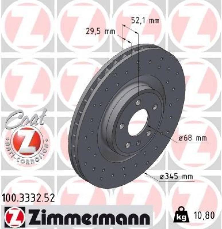 Image of ZIMMERMANN Brake disc ZIMMERMANN 100.3332.52