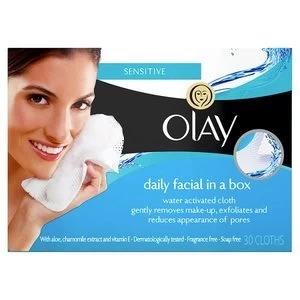 Image of Olay Daily Facial Sensitive Cleansing Cloths 30 Wipes