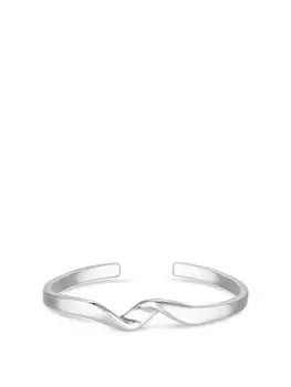 image of Inicio Recycled Sterling Silver Plated Twisted Bangle Bracelet - Gift Pouch, Silver, Women