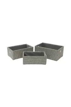 Image of Silva Rectangular Fabric Storage Baskets Set of 3 Grey