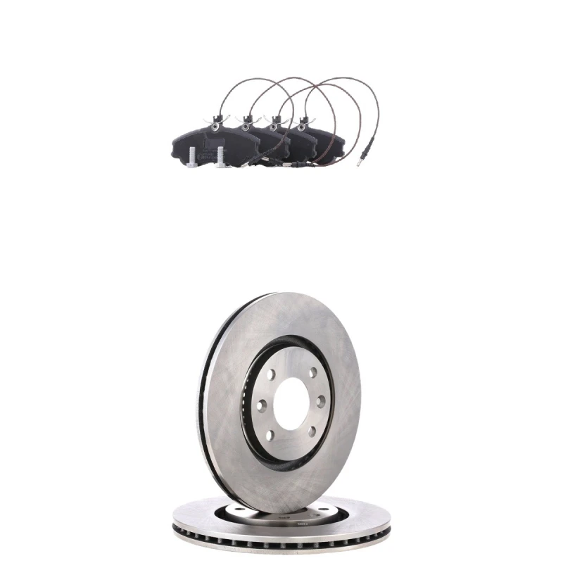 Image of RIDEX 3405B2879 Brake disc and pads set Front Axle, Brake Disc Type: Vented, with integrated wear sensor Brake Set,disc brakes (3405)